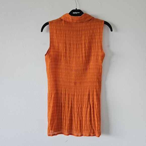 🇨🇵 Nathalie chaize orange sleeveless blouse button up size small 🇨🇵 - Picture 3 of 8